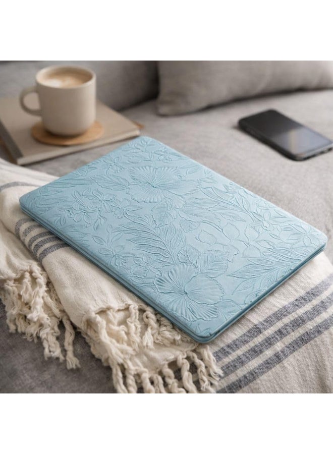 Embossed PU Leather MacBook Case for Apple MacBook Pro 13 Inch, Slim Protective Cover, Scratch-Resistant Laptop Shell for Models A1708 A1706 A1989 A2159 A2251 A2289 A2338 (Light Blue) - Image 2